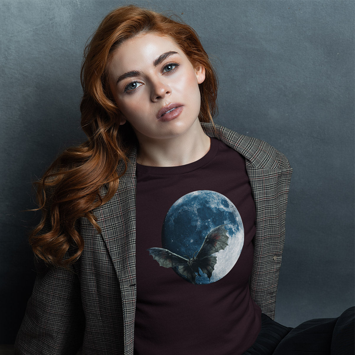 Flight-of-the-Mothman_Short-Sleeve_Unisex_T-shirt_Oxblood_Mockup_Redhead