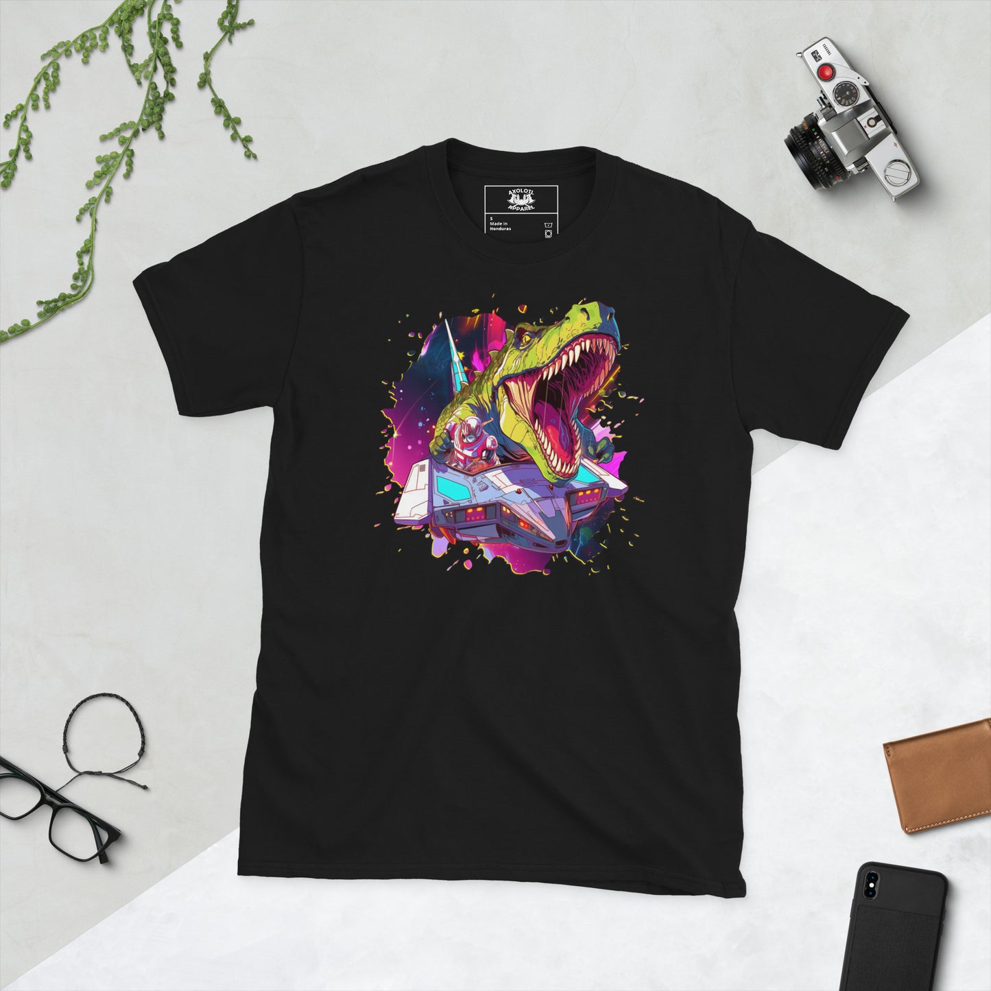 Dino Pilot Black Short-Sleeve Unisex T-Shirt