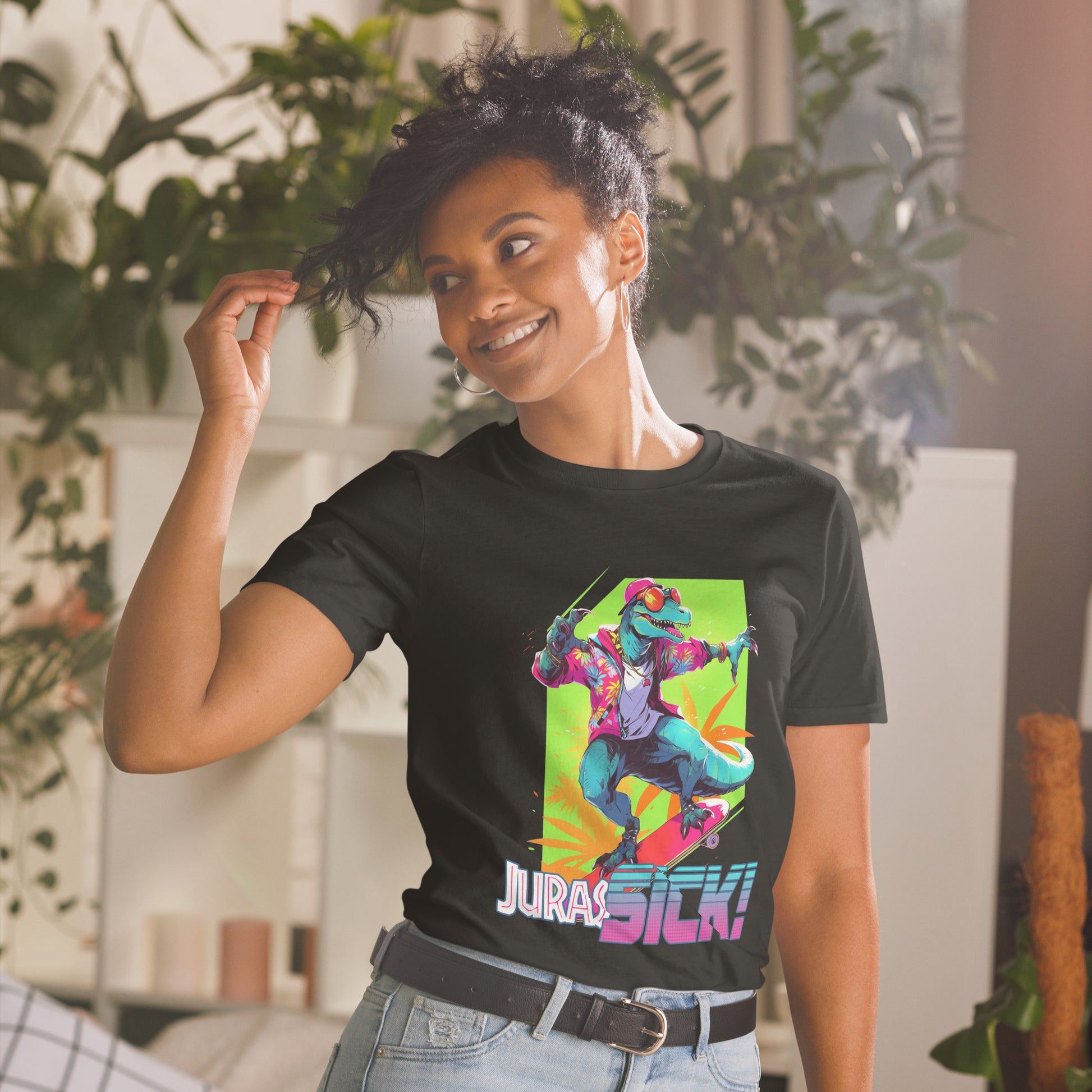 JurasSICK Black Unisex Short Sleeve T-Shirt Mockup