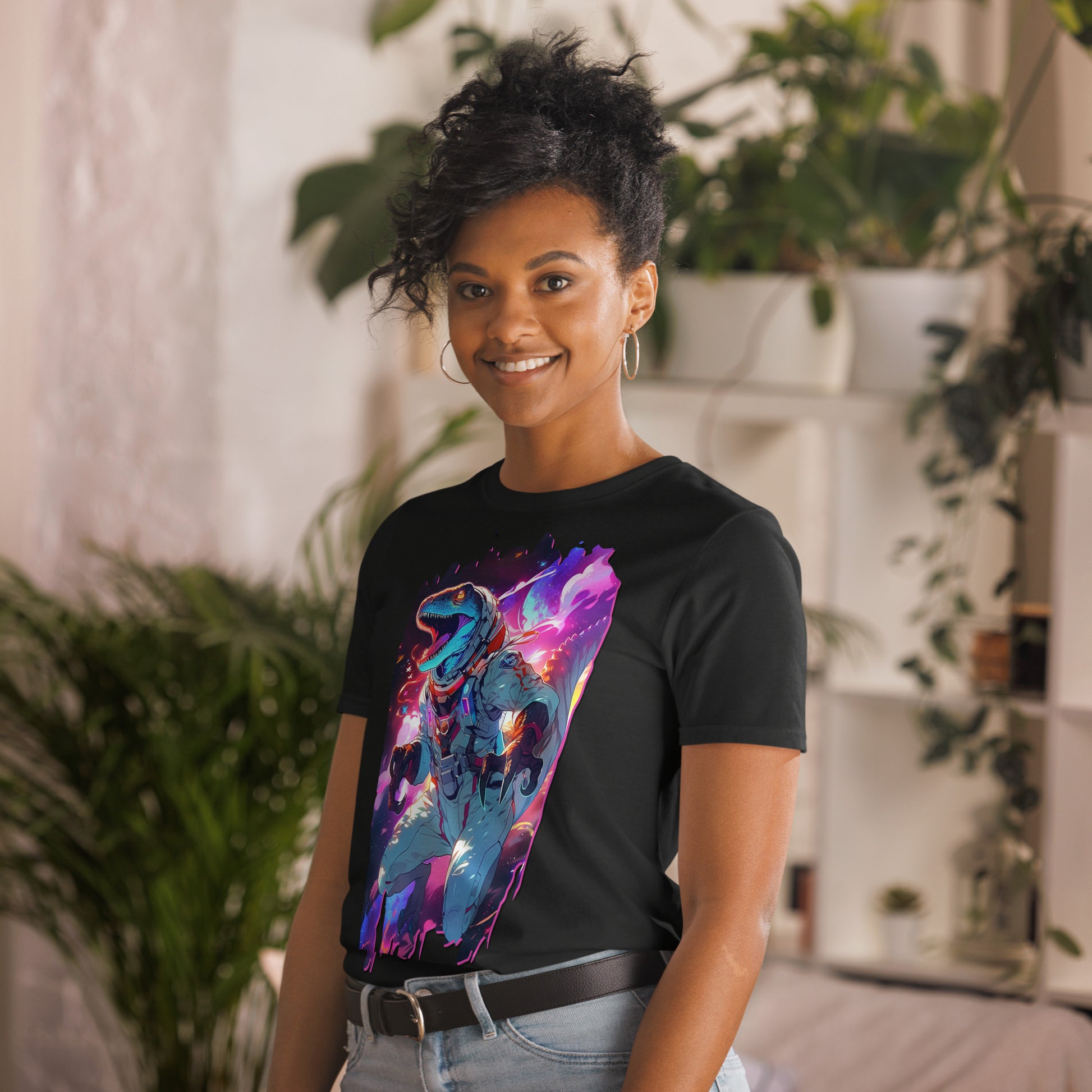 Dinonaut Black Unisex Short-Sleeve T-Shirt Mockup