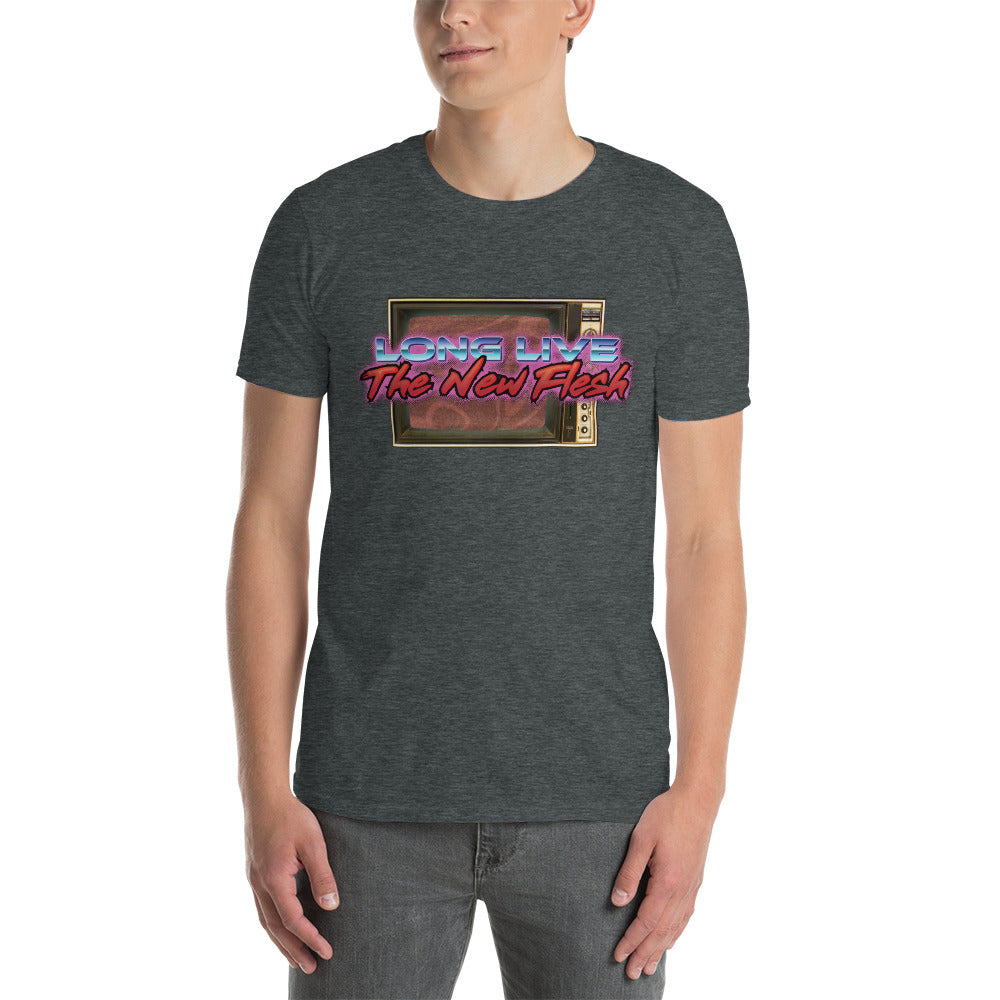 The New Flesh Dark grey Unisex Short-Sleeve T-Shirt Mockup