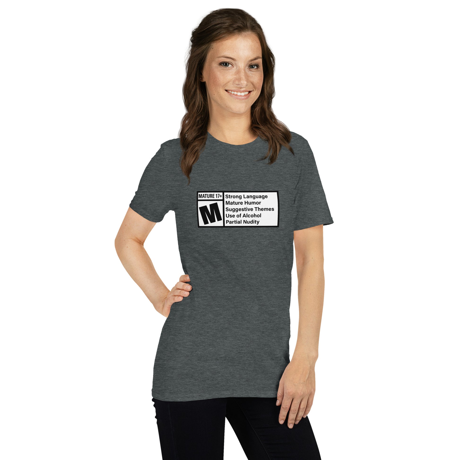 Rated M Short-sleeve Unisex T-shirt Dark Grey Mockup