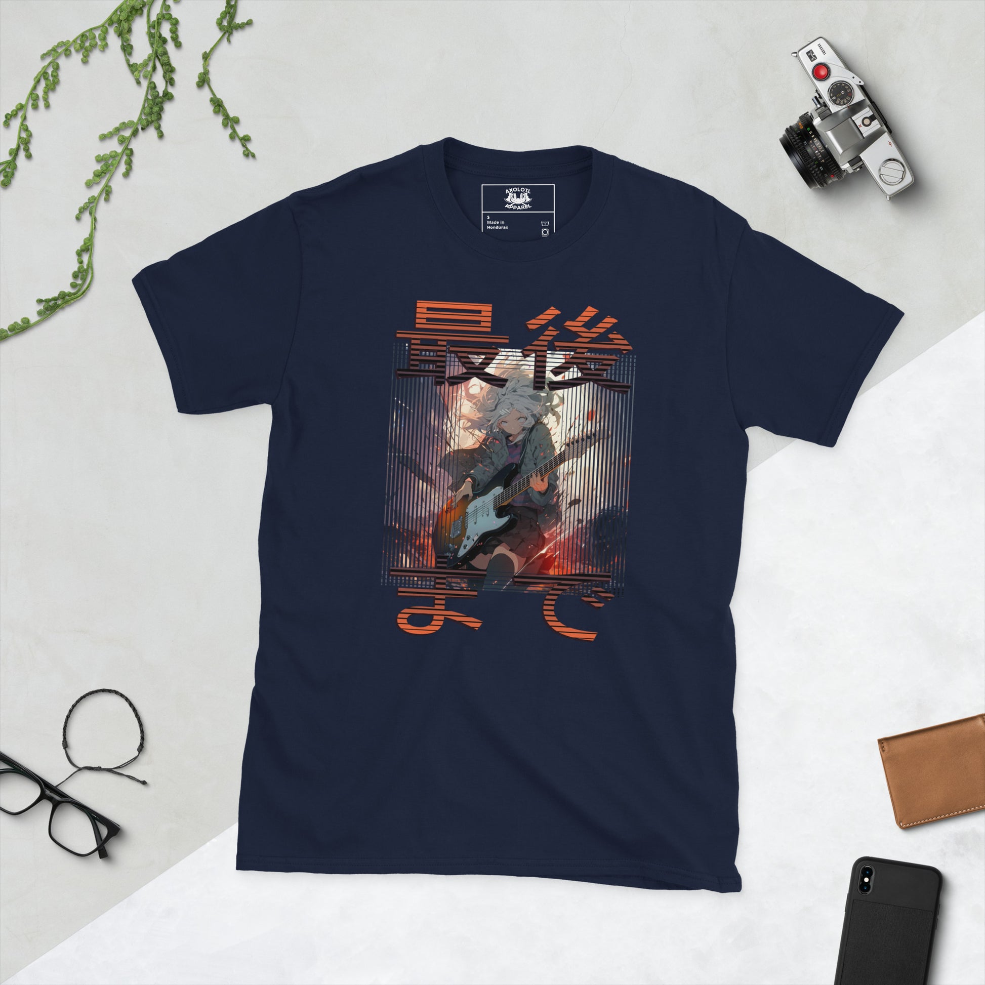 Guitarmageddon Short-sleeve Unisex T-shirt Navy Flat