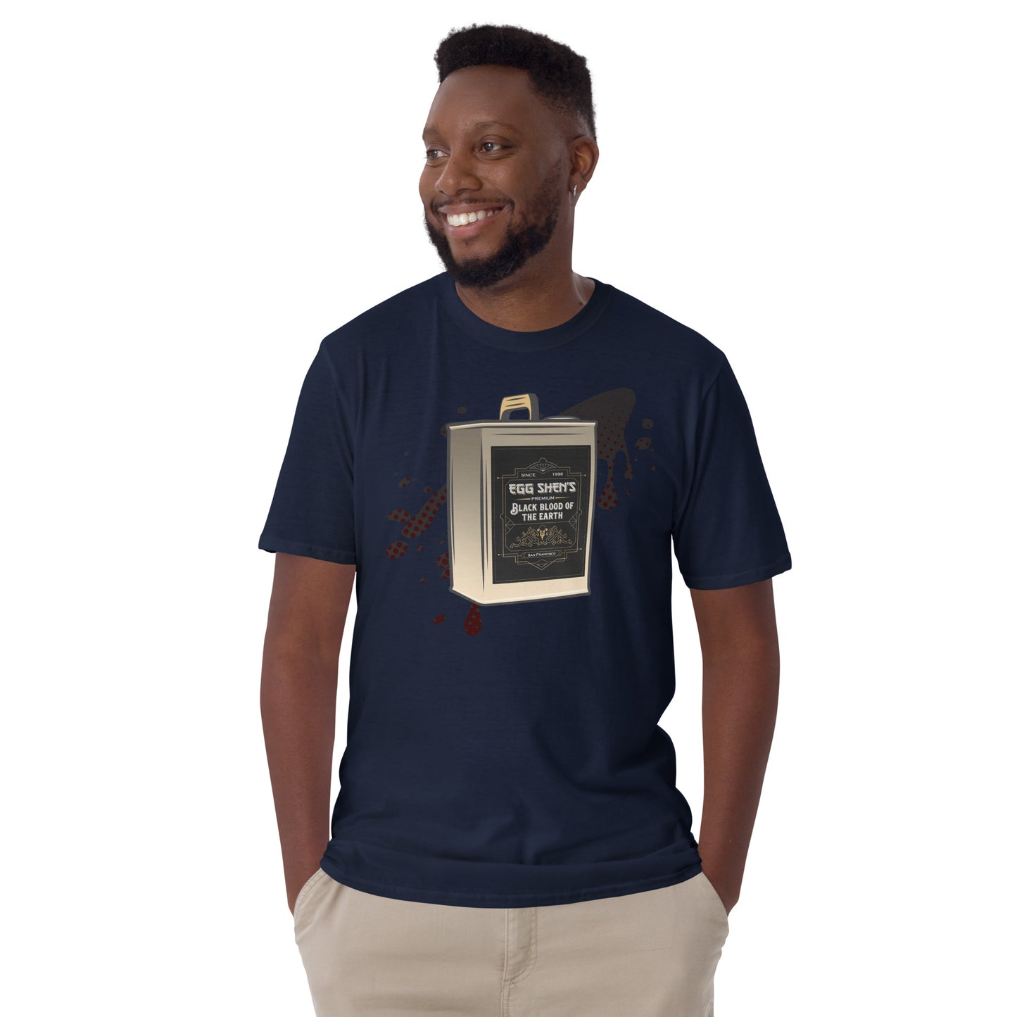 Black Blood of the Earth Short-sleeve Unisex T-shirt Navy Mockup