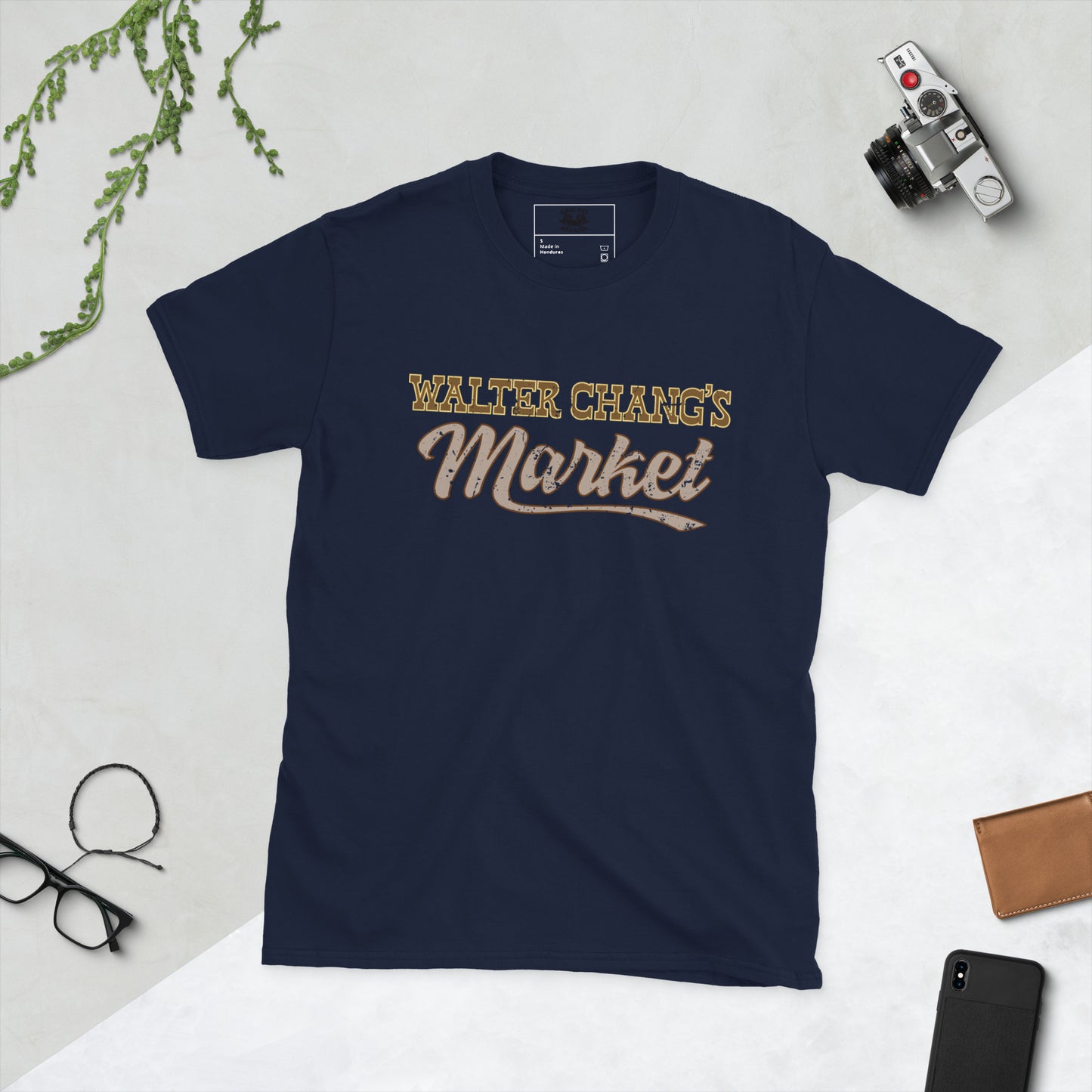 Chang's Market Tremors Short-sleeve Unisex T-shirt Navy Flat
