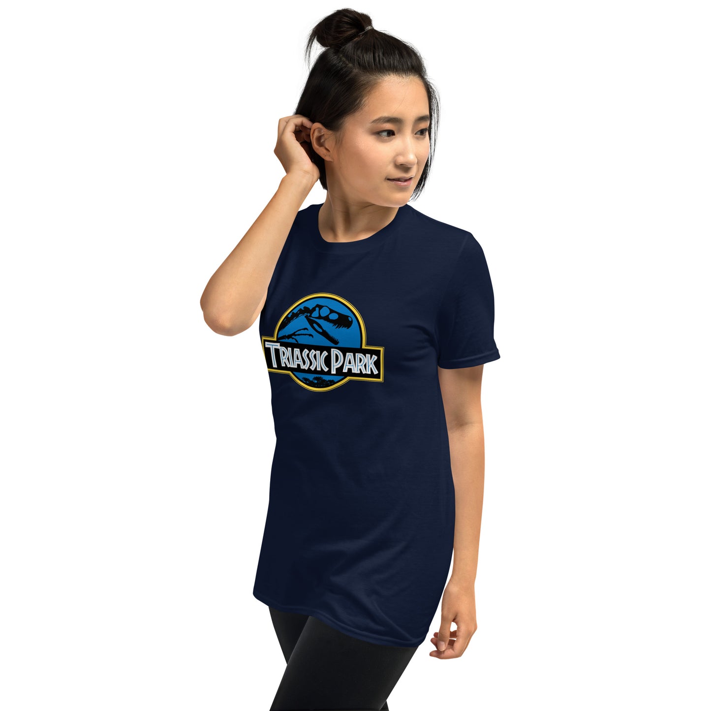 Triassic Park Navy Unisex Short Sleeve T-Shirt Mockup