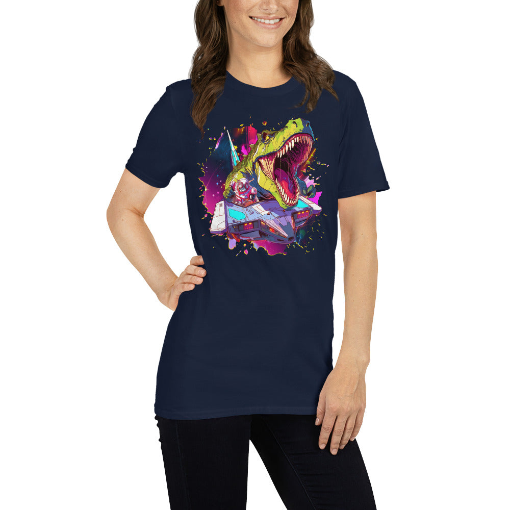Dino Pilot Navy Short-Sleeve Unisex T-Shirt Mockup