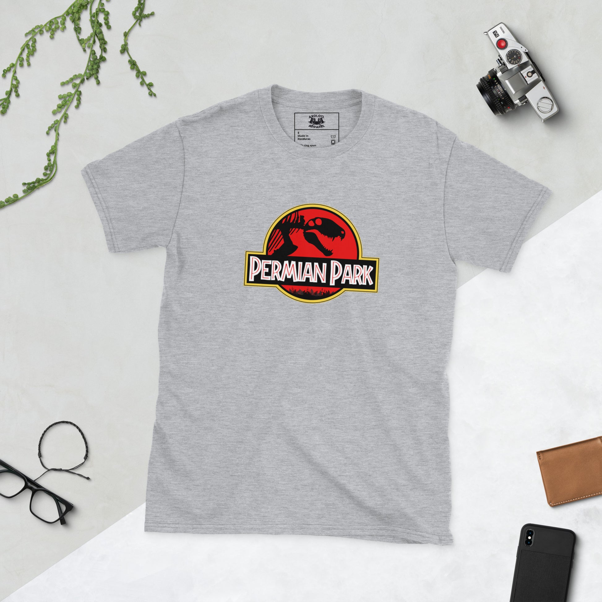 Permian Park Short Sleeve Unisex T-shirt Light Grey Flat