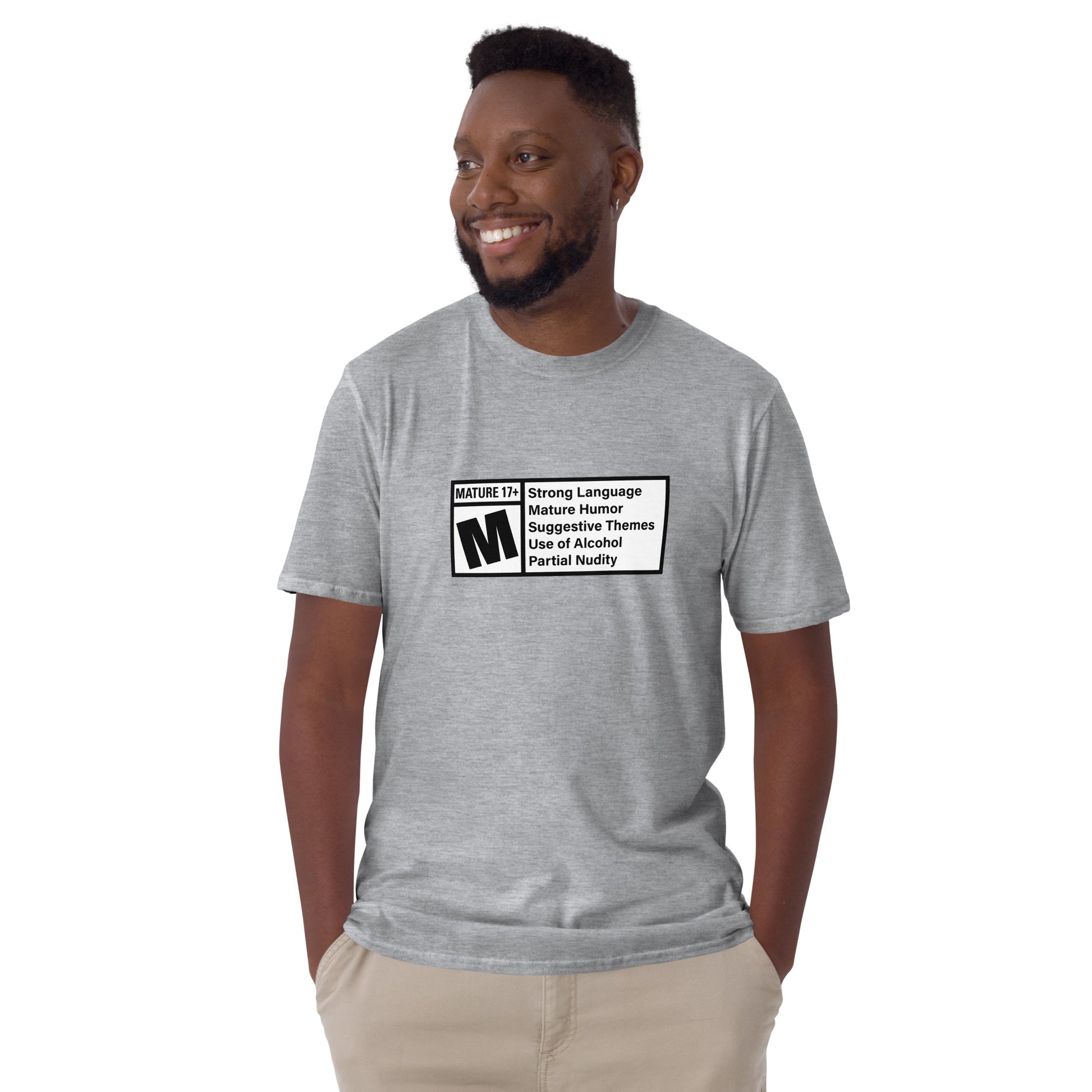 Rated M Short-sleeve Unisex T-shirt Heather Grey Mockup