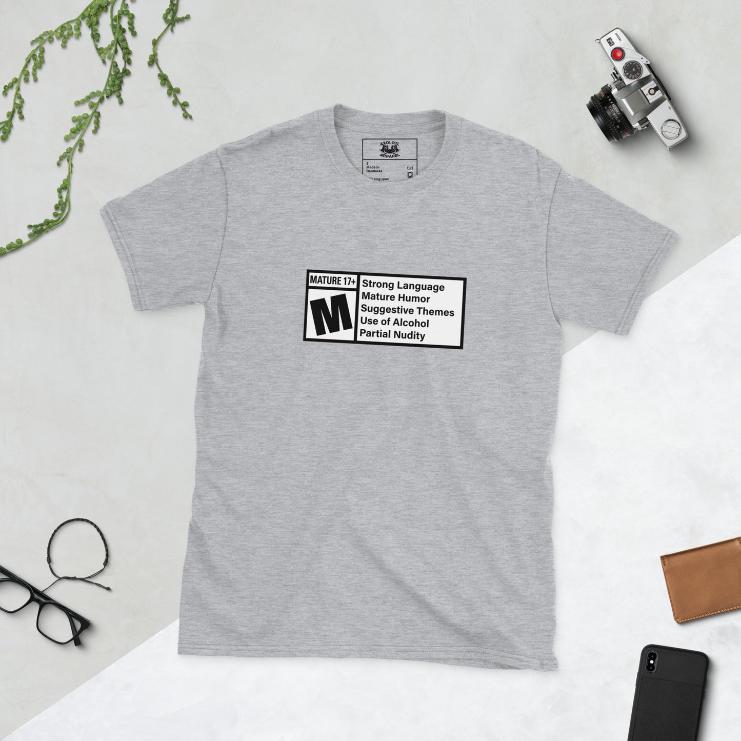 Rated M Short-sleeve Unisex T-shirt Heather Grey Flat