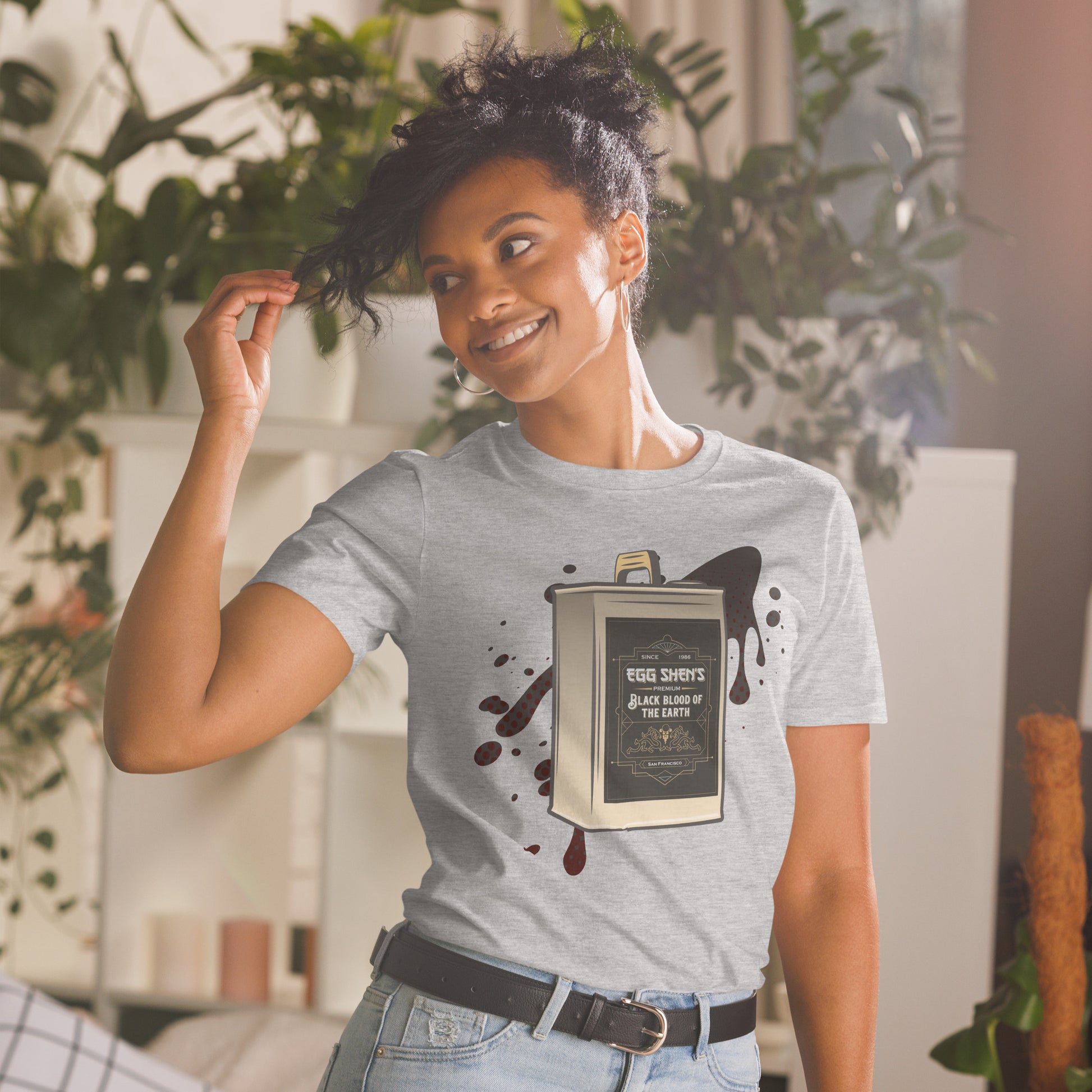 Black Blood of the Earth Short-sleeve Unisex T-shirt Grey Mockup