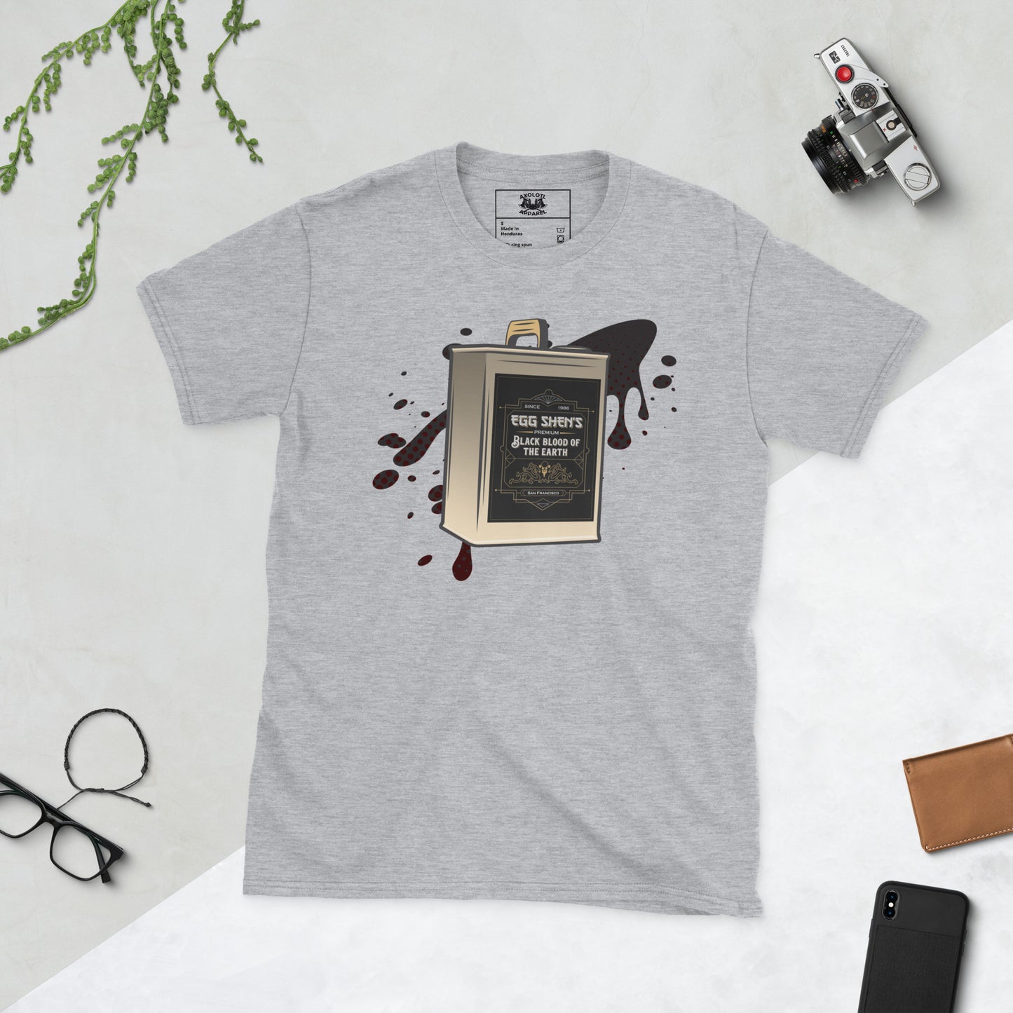 Black Blood of the Earth Short-sleeve Unisex T-shirt Grey Flat