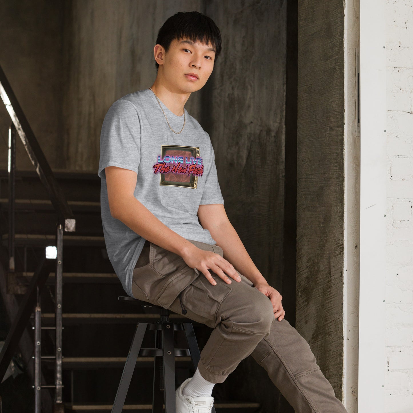 The New Flesh Grey Unisex Short-Sleeve T-Shirt Mockup
