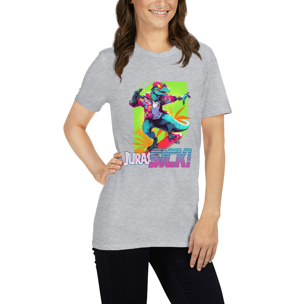 JurasSICK Grey Unisex Short Sleeve T-Shirt Mockup