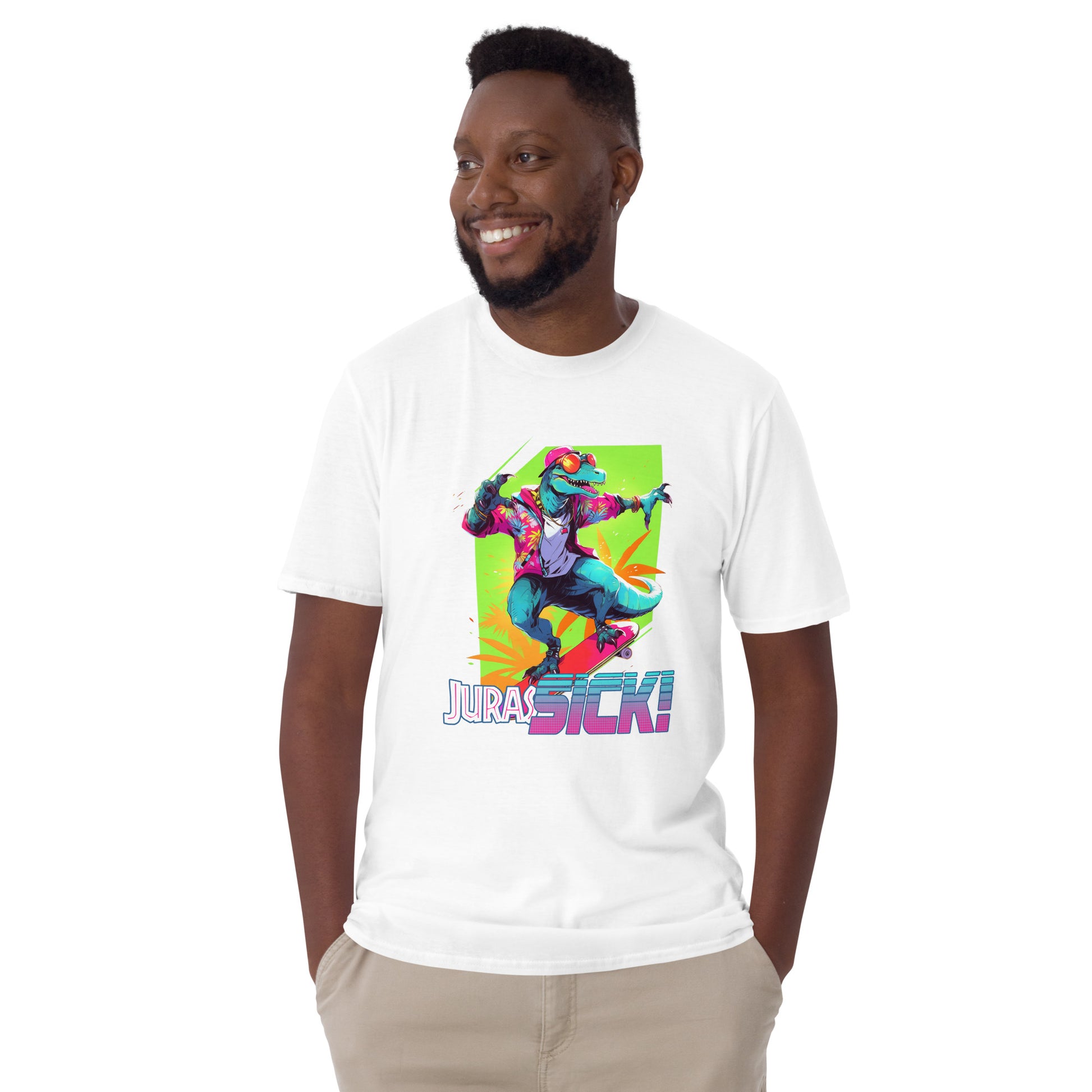 JurasSICK White Unisex Short Sleeve T-Shirt Mockup