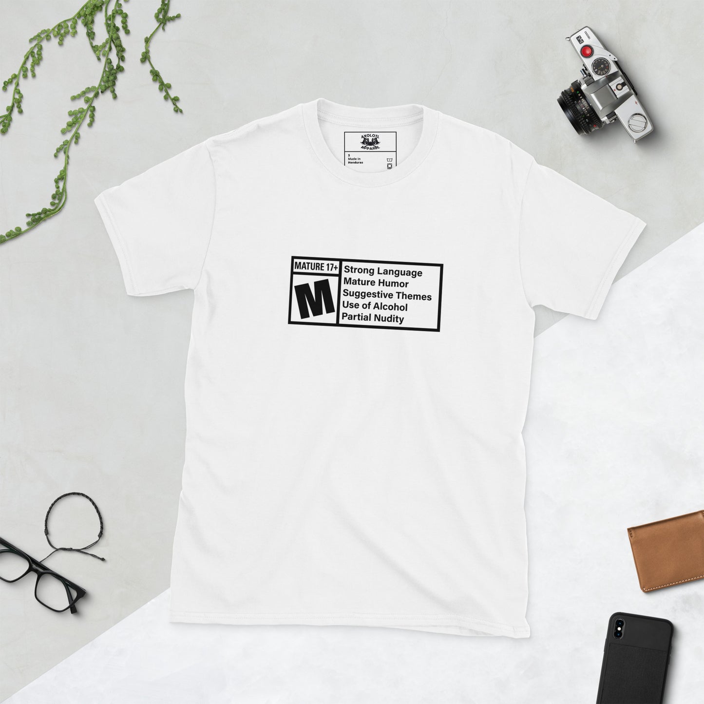 Rated M Short-sleeve Unisex T-shirt White Flat