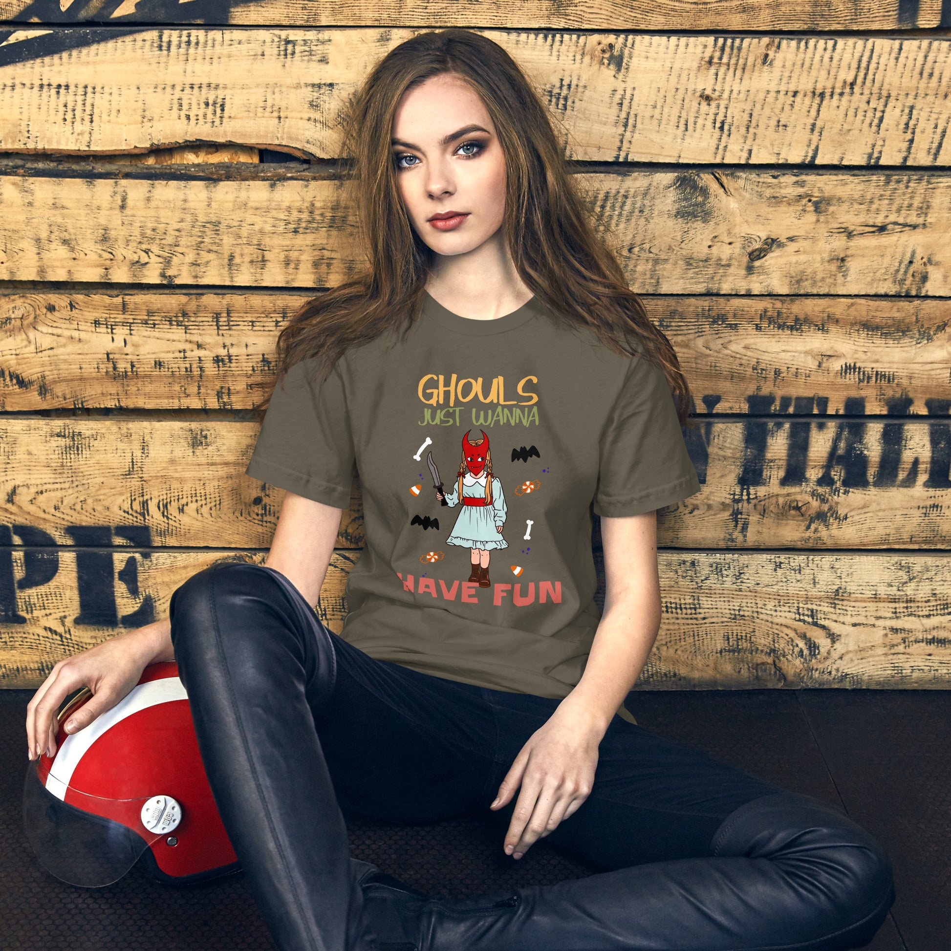 Ghouls Just Wanna Have Fun Short-sleeve Unisex T-shirt Army Mockup