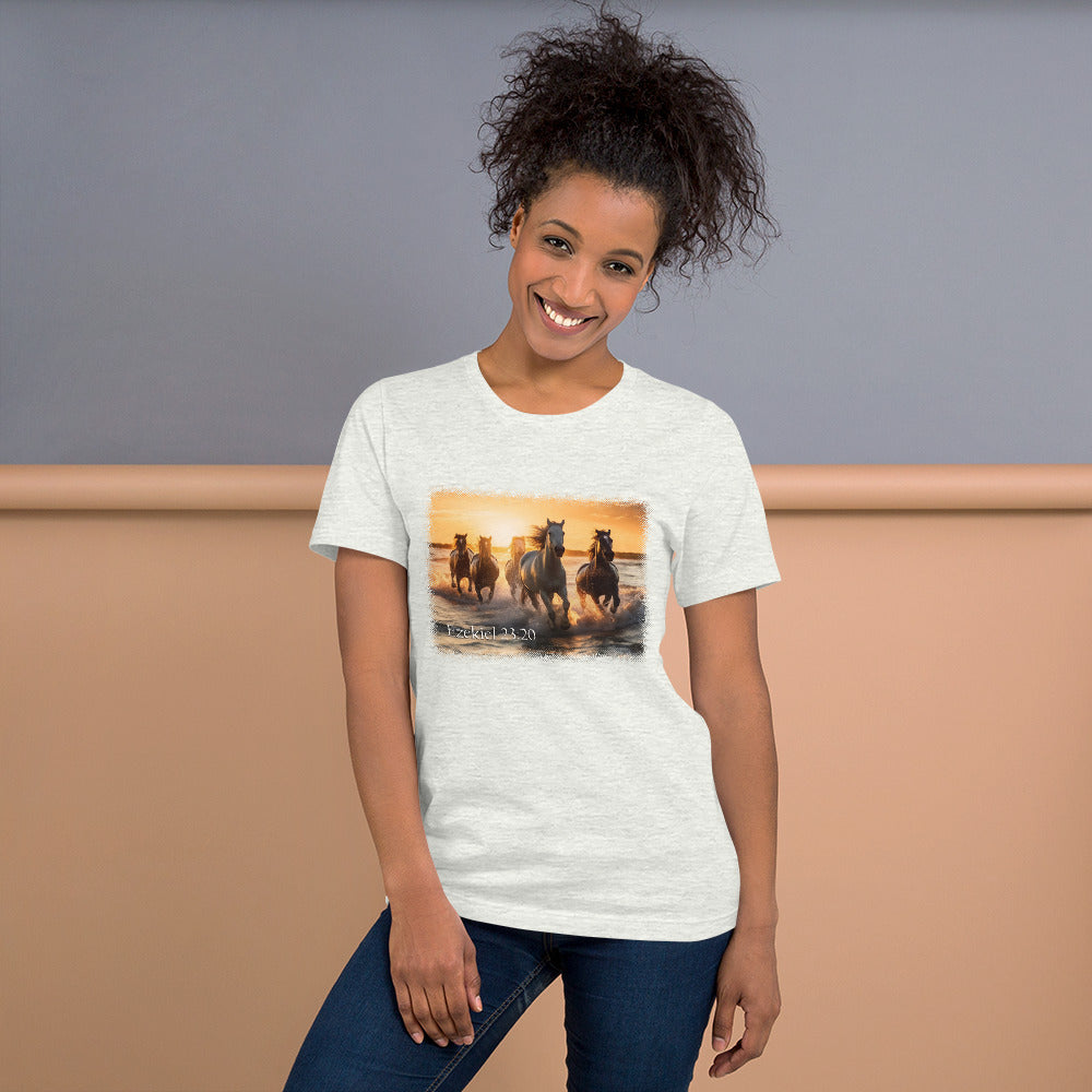 Ezekiel 23:20 Ash Short-Sleeve Unisex T-Shirt Mockup