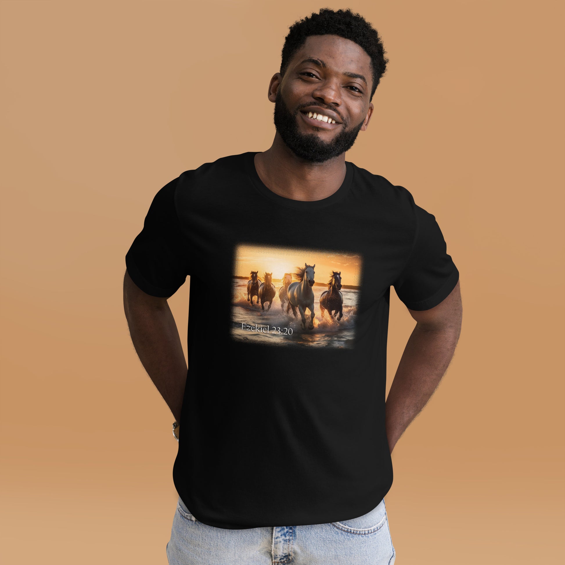 Ezekiel 23:20 Black Short-Sleeve Unisex T-Shirt Mockup
