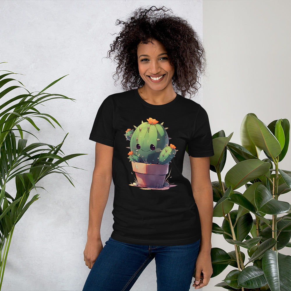 Kawaii_Cactus_Short_Sleeve_Unisex_T-shirt_Black_Mockup