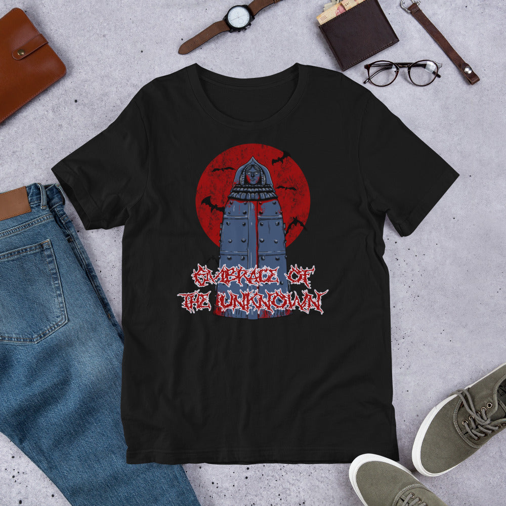 Embrace of the Unknown Short-sleeve Unisex T-shirt Black Flat