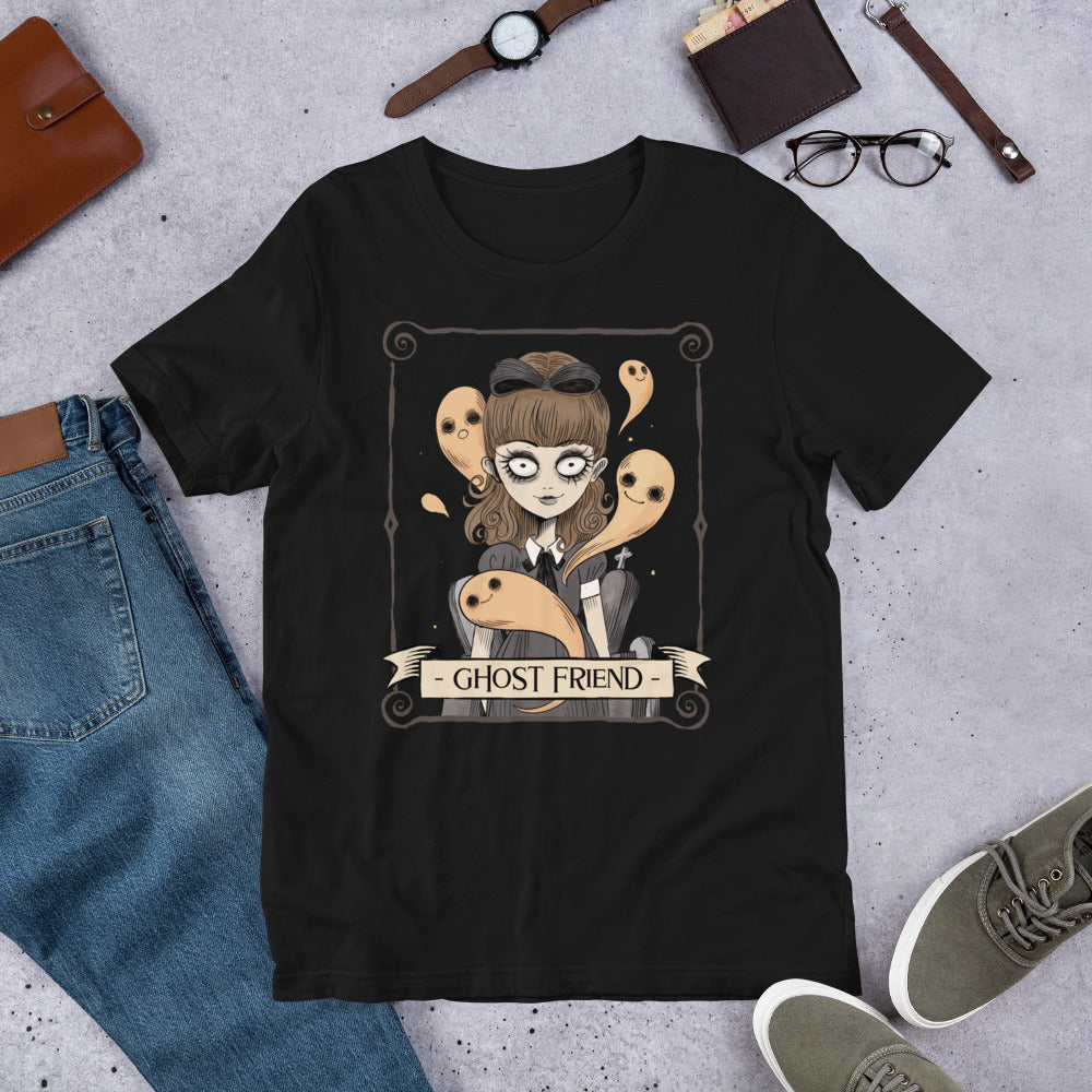 Ghost Friend Short-Sleeve Unisex T-shirt Black Flat