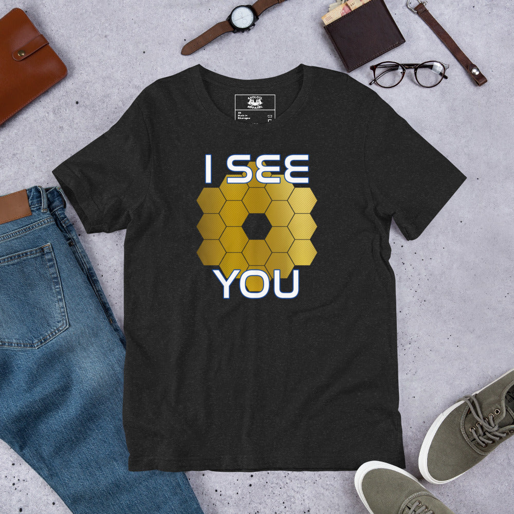 I See You Short-sleeve Unisex T-shirt Heather Black Flat
