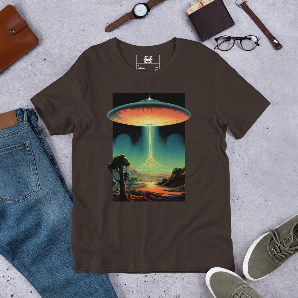 Bakshi_UFO_Short-sleeve_Unisex_T-shirt_Brown_Flat