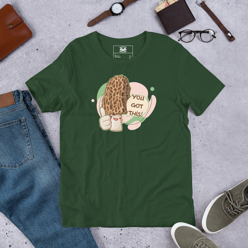 Morel_Support_Short_Sleeve_Unisex_T-shirt_Forest-green_Flat