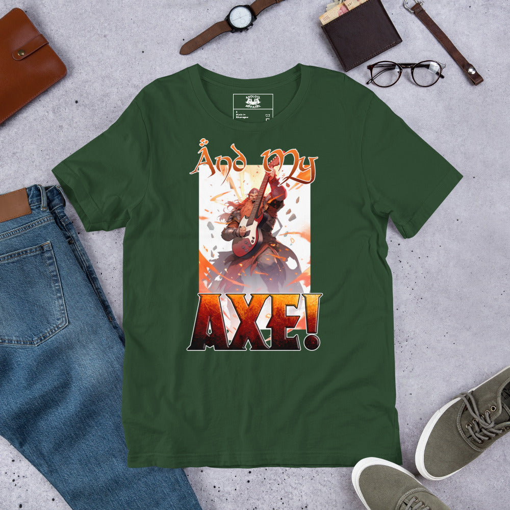 And My Axe! Short-sleeve Unisex T-shirt Green Flat