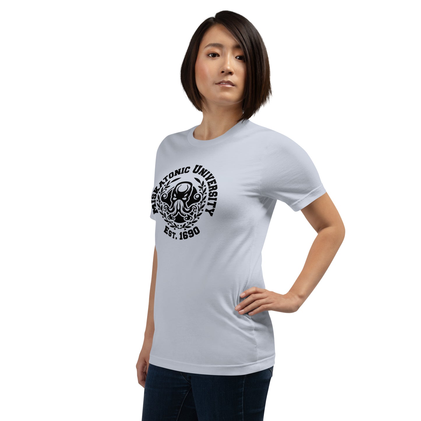 Miskatonic University Short-sleeve Unisex T-shirt Light Blue Mockup