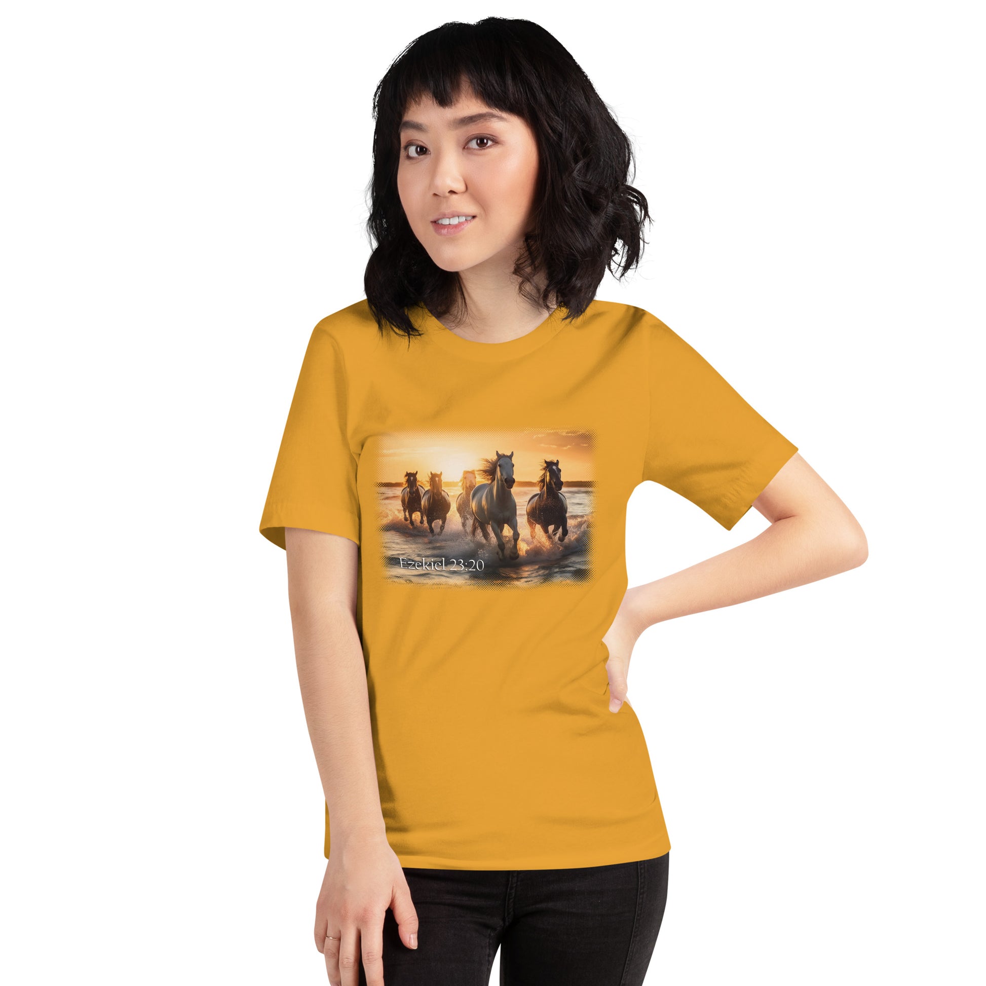 Ezekiel 23:20 Mustard Short-Sleeve Unisex T-Shirt Mockup