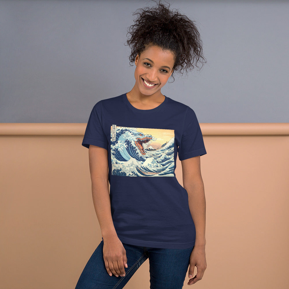 The-Great-Wave-of-Godzilla_Short-sleeve_Unisex_T-shirt_Navy_Mockup