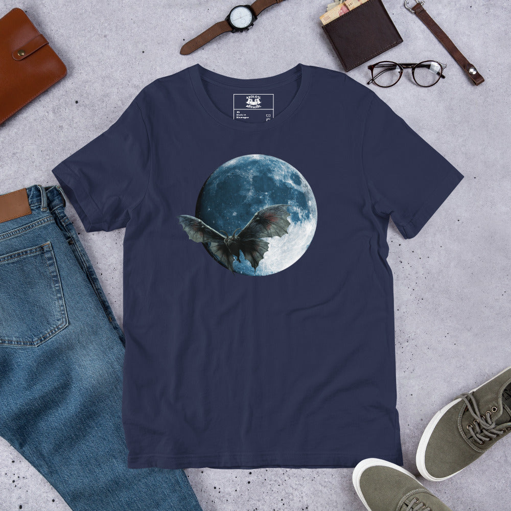 Flight-of-the-Mothman_Short-Sleeve_Unisex_T-shirt_Navy_Flat