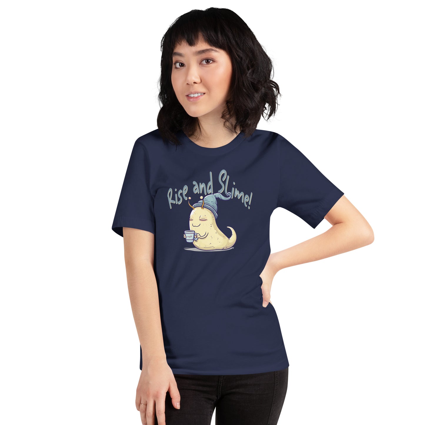 Rise and Slime Short-sleeve Unisex T-shirt Navy Mockup