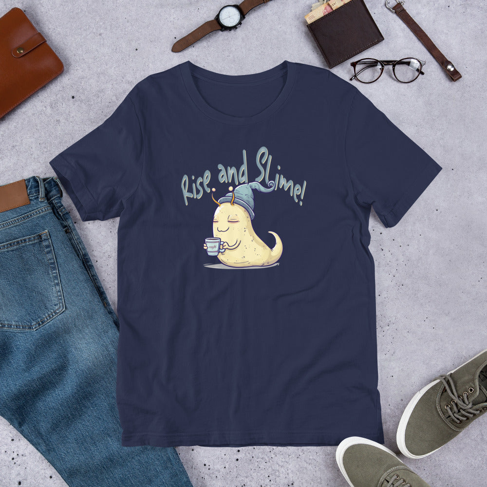 Rise and Slime Short-sleeve Unisex T-shirt Navy Flat