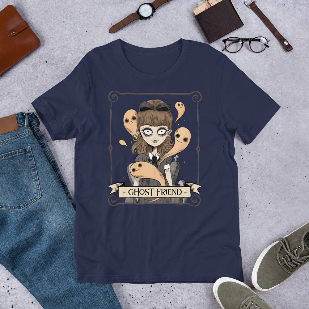 Ghost Friend Short-Sleeve Unisex T-shirt Navy Flat