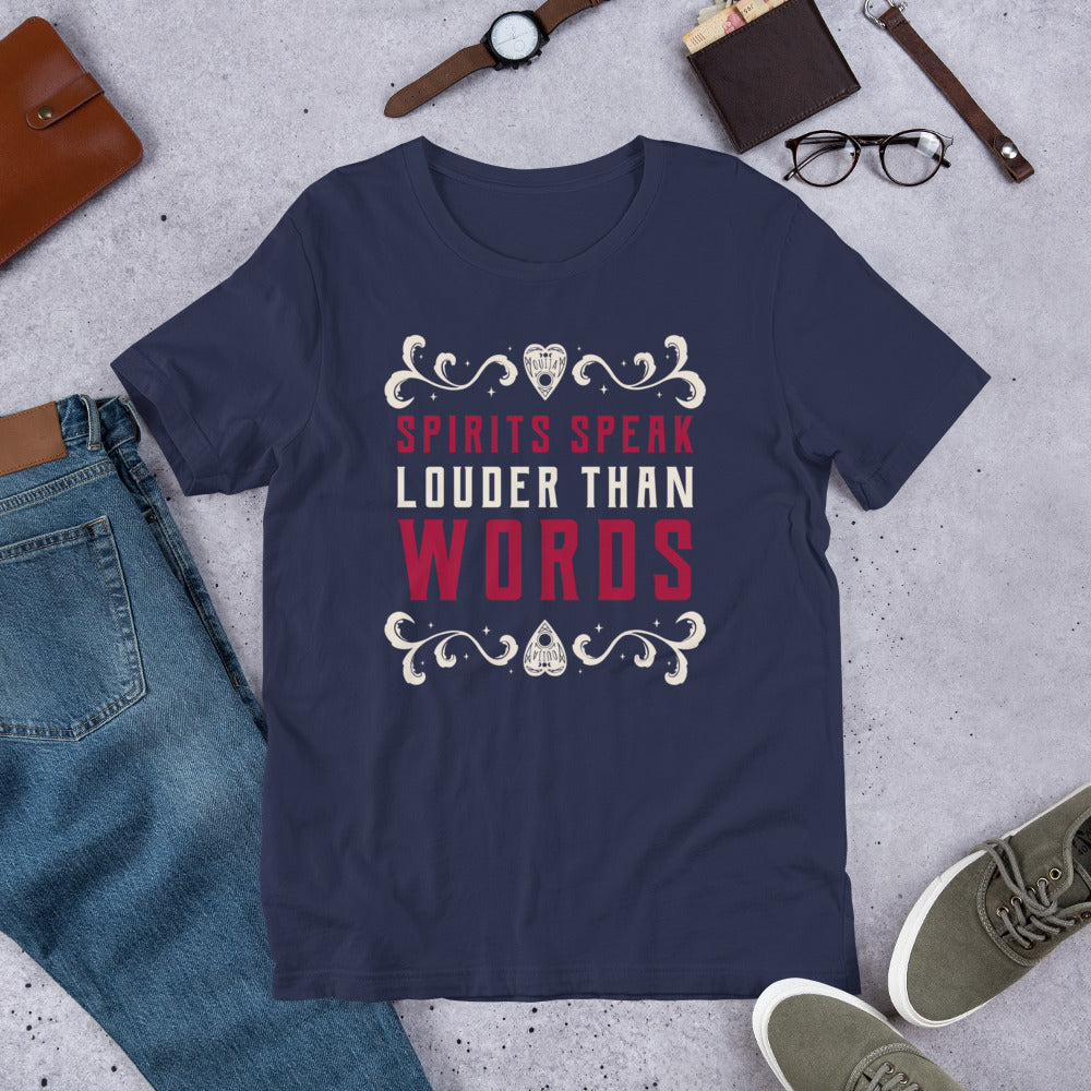 Spirits Speak Louder Than Words Short-sleeve Unisex T-shirt Navy Flat