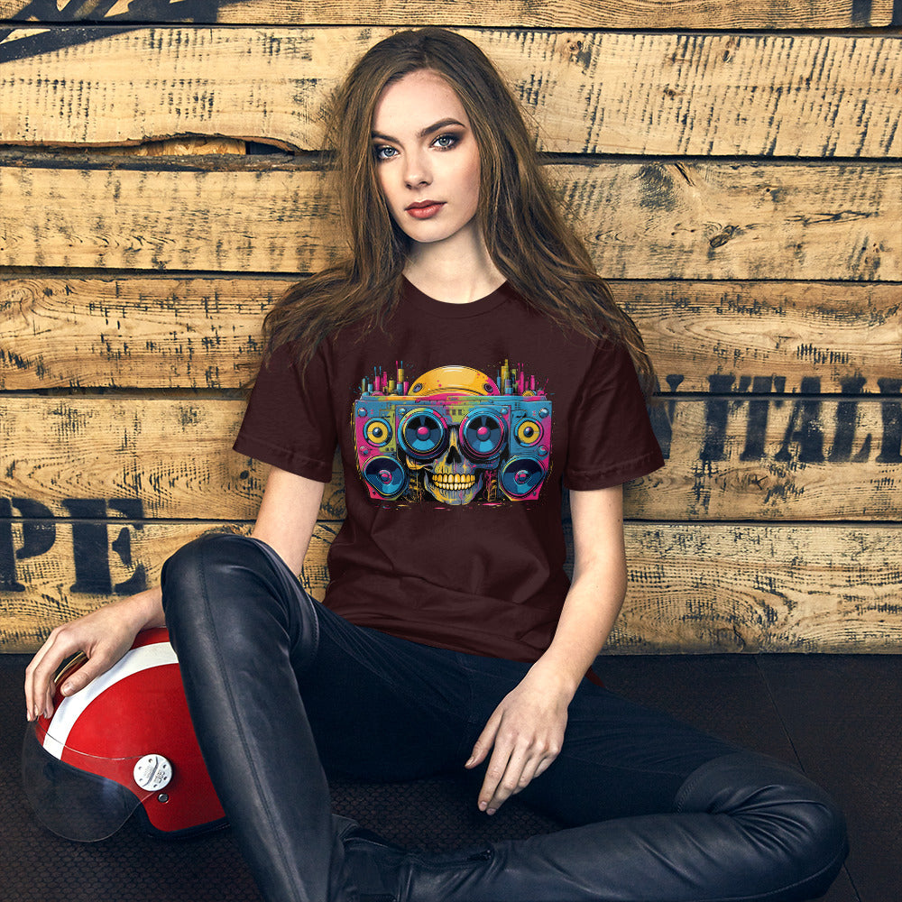 Skullbox_Short-sleeve_Unisex_T-shirt_Oxblood_Mockup