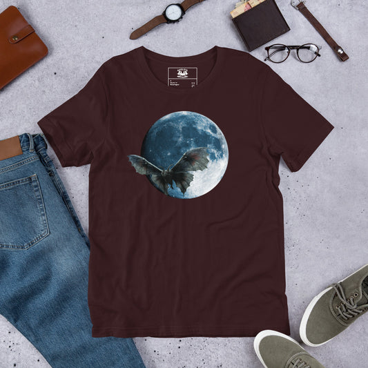 Flight-of-the-Mothman_Short-Sleeve_Unisex_T-shirt_Oxblood_Flat