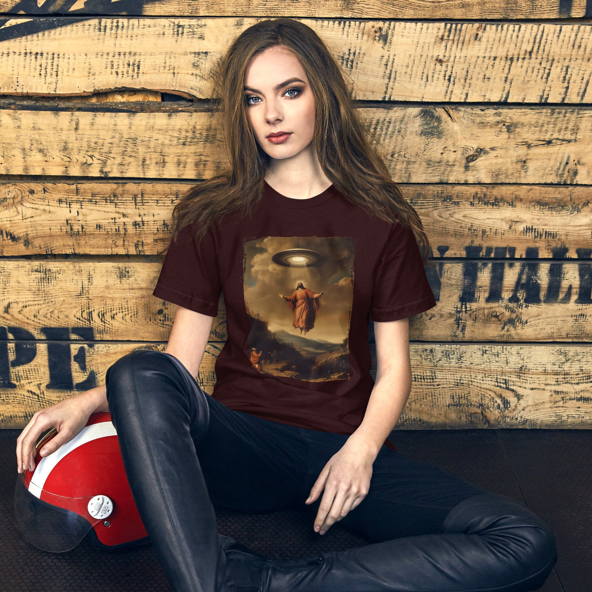 Jesus Ascending Short-sleeve Unisex T-shirt Oxblood Mockup