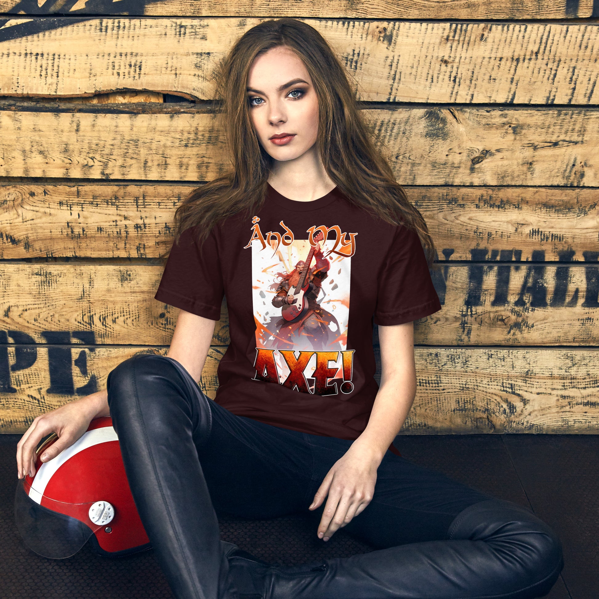 And My Axe! Short-sleeve Unisex T-shirt Oxblood Mockup