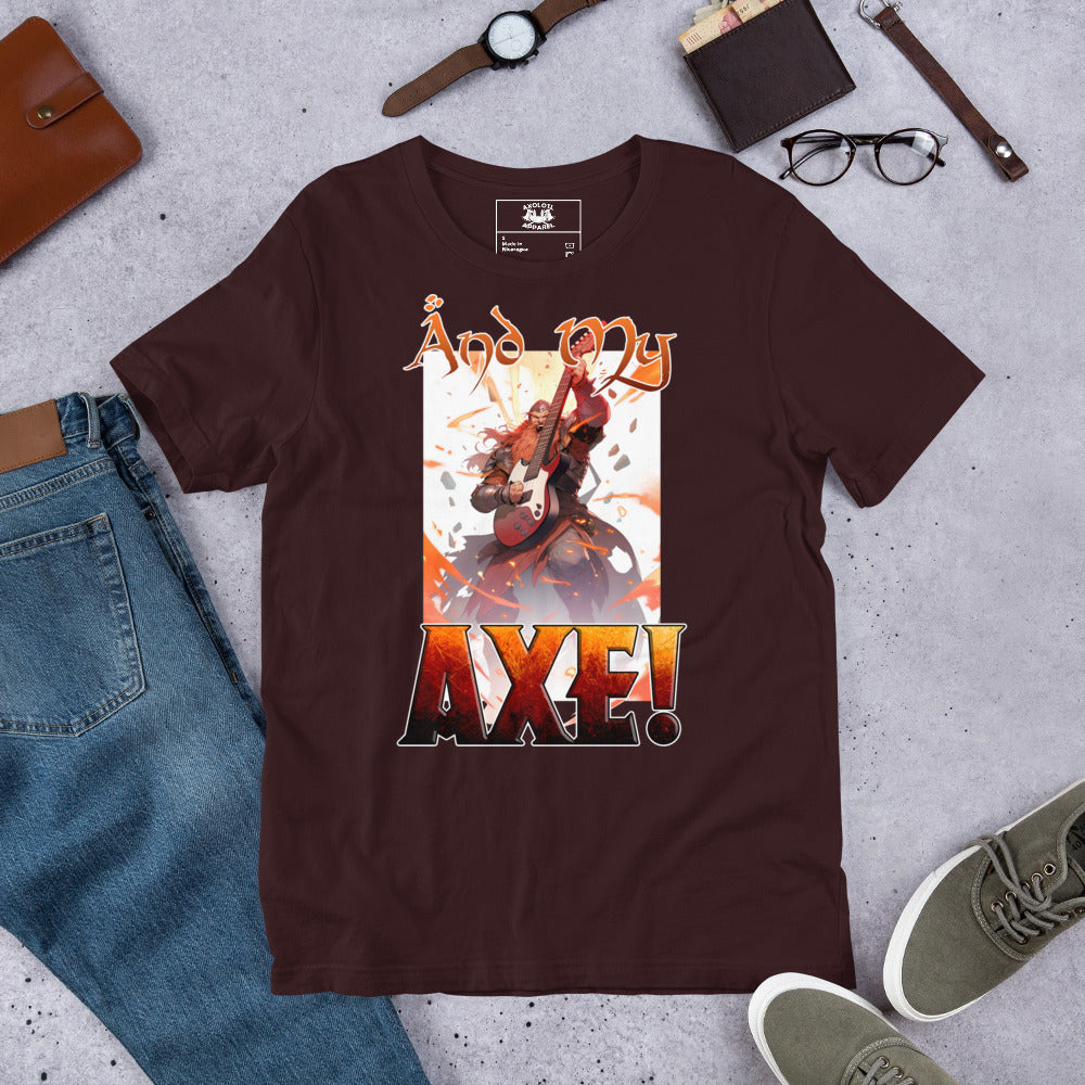 And My Axe! Short-sleeve Unisex T-shirt Oxblood Flat