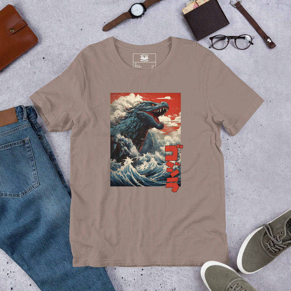 Gojira-off-Kanagawa_Shirt-sleeve_Unisex_T-shirt_Pebble_Flat