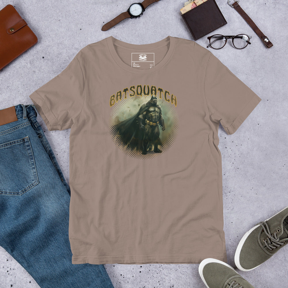 Batsquatch Short Sleeve Unisex T-shirt Pebble Flat