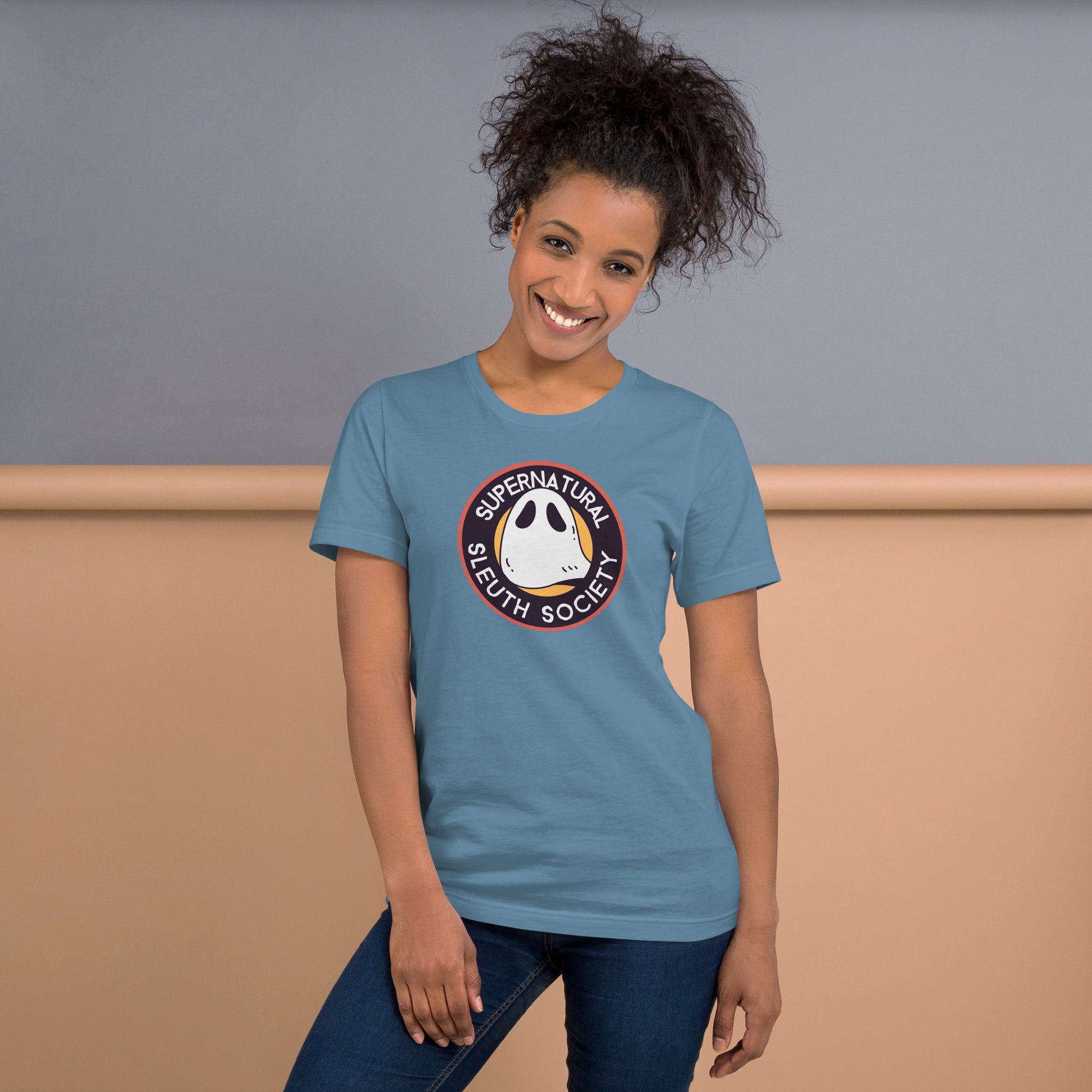 Supernatural Sleuth Society Short-sleeve Unisex T-shirt Blue Mockup