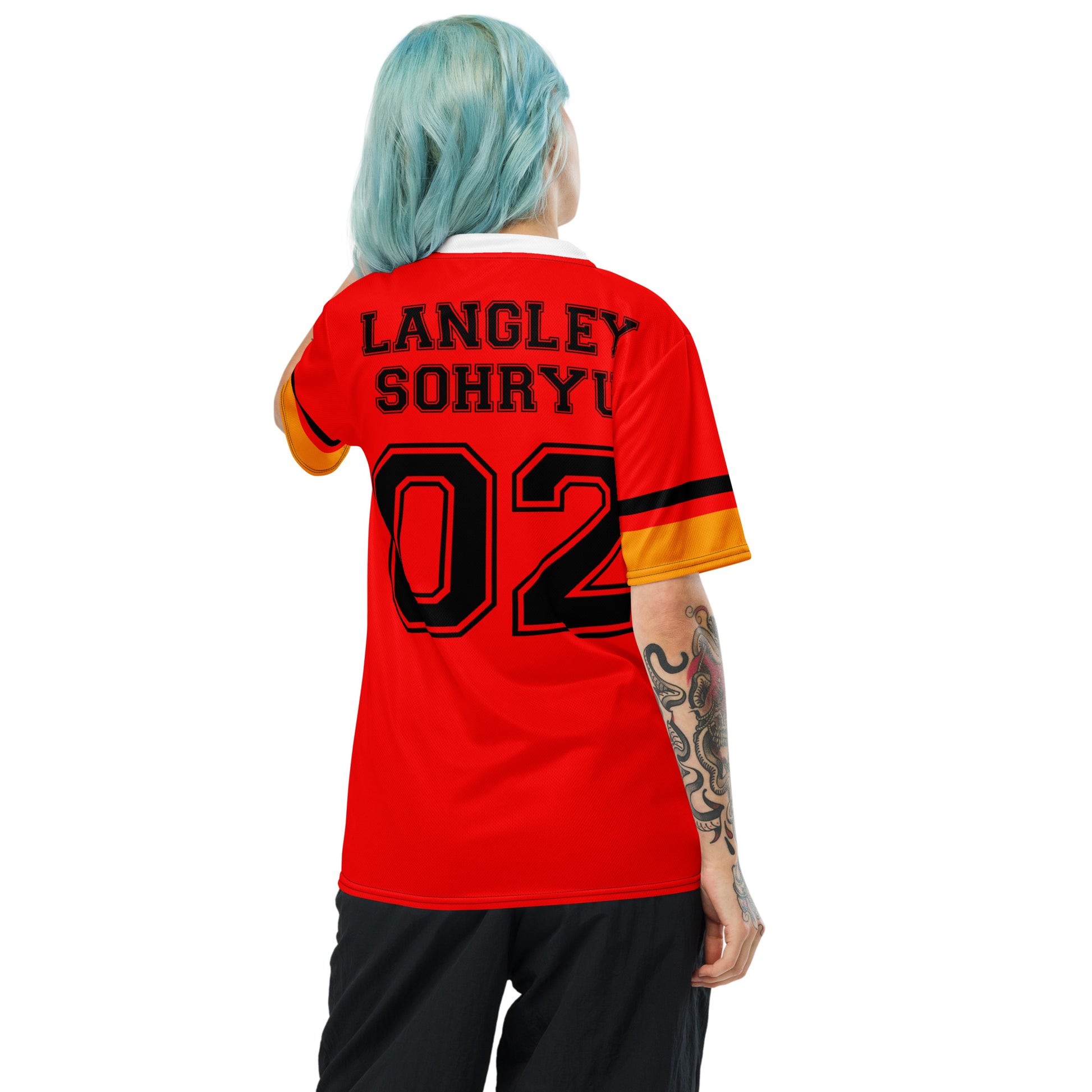 Asuka Langley Sohryu Eva Unit 02 Unisex Jersey Back Mockup
