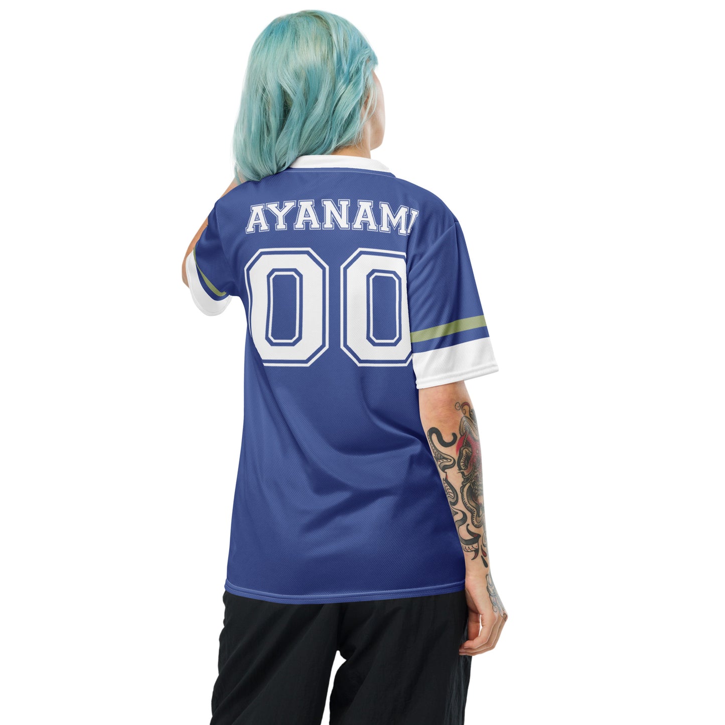 Rei Ayanami Eva Unit 00 Blue Unisex Jersey Back Mockup