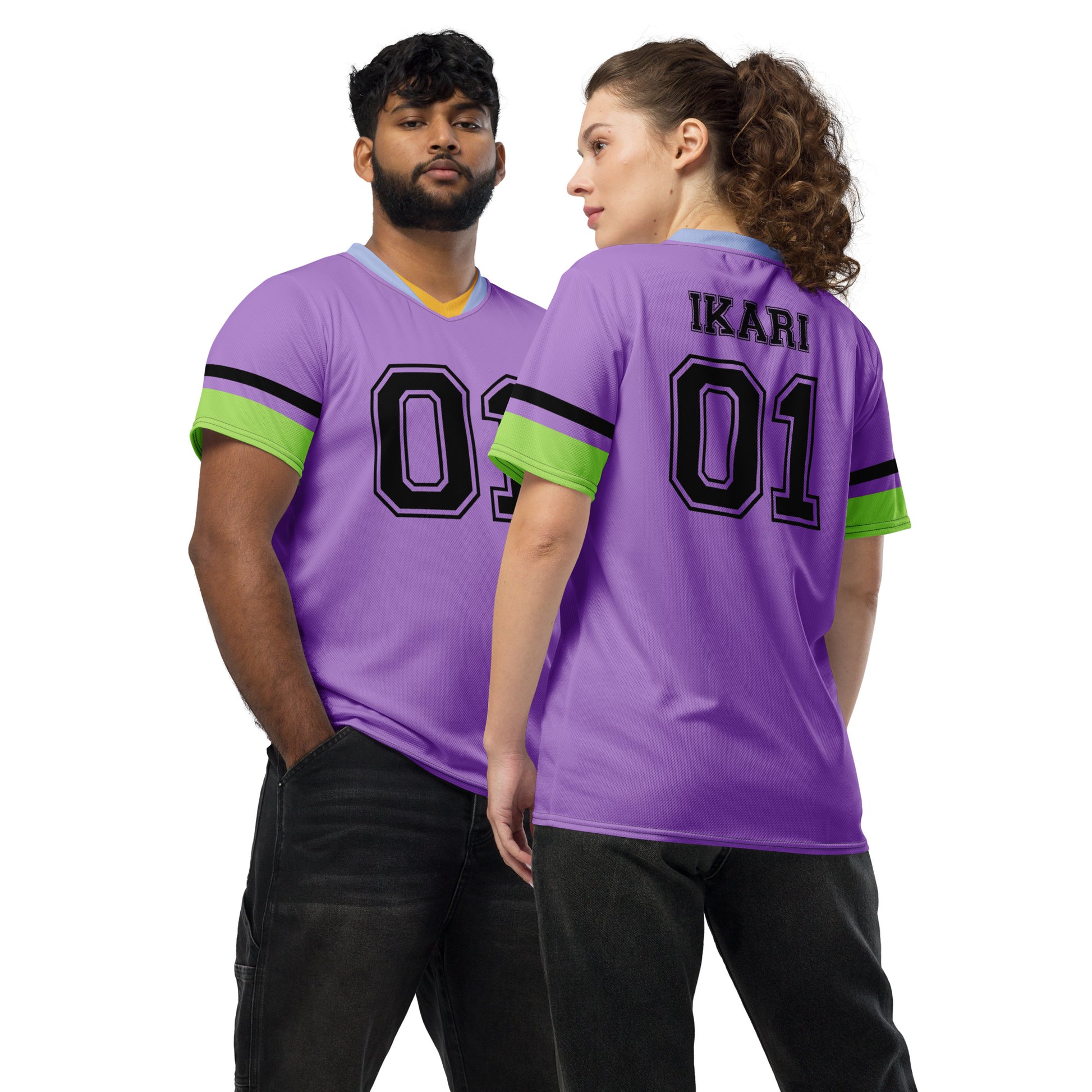 Shinji Ikari Eva Unit 01 Unisex Jersey Front and Back Mockup