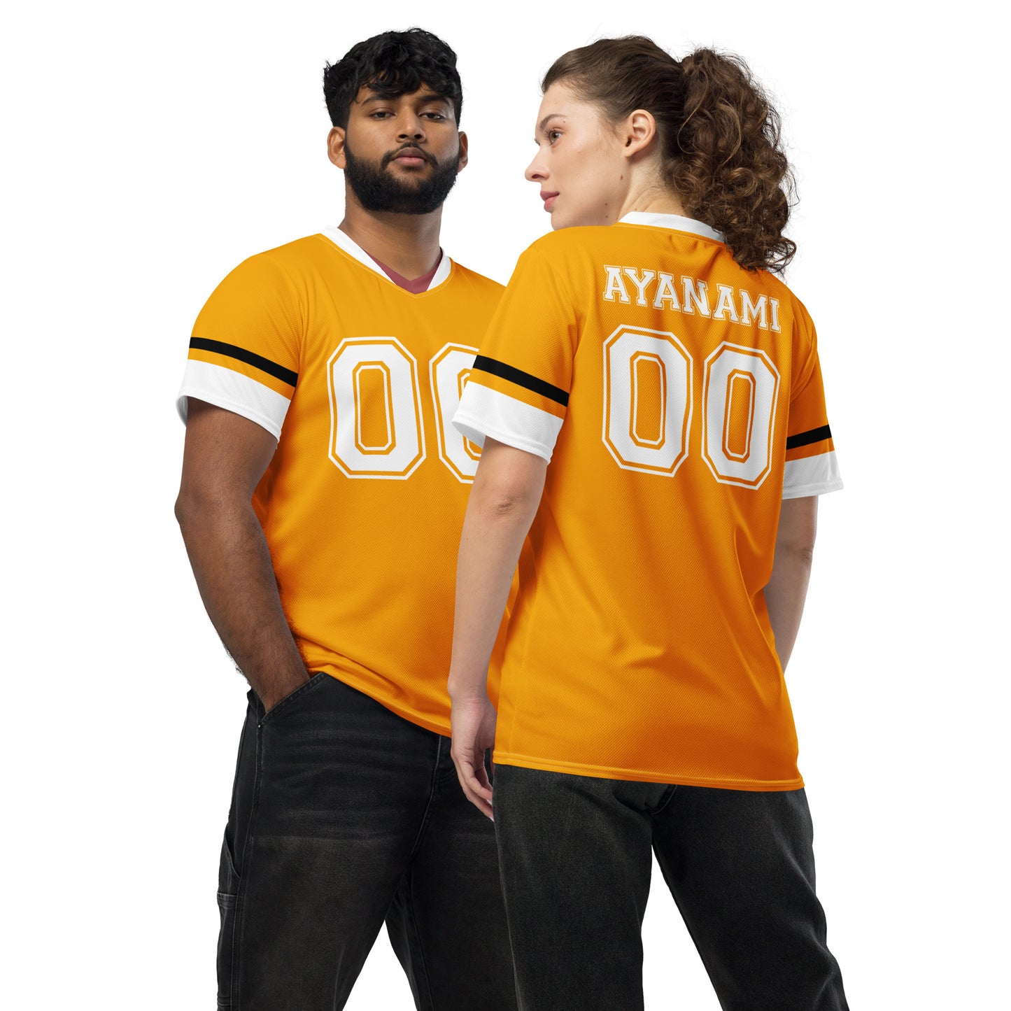 Rei Ayanami Eva Unit 00 Orange Unisex Jersey Front and Back Mockup